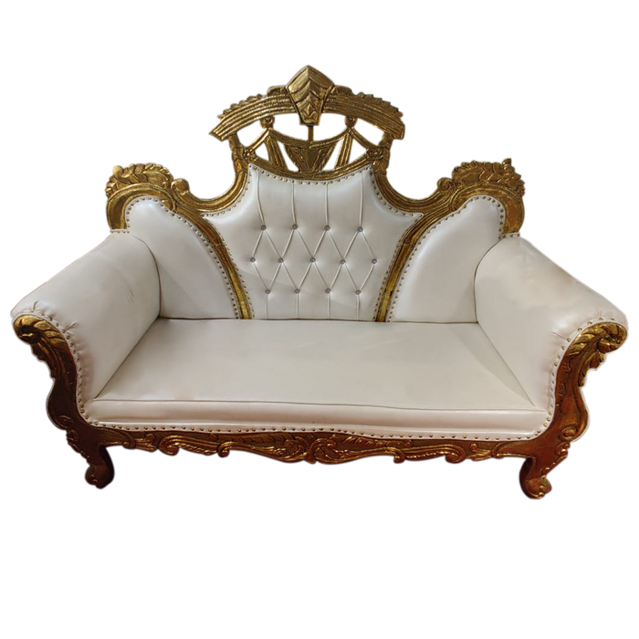 White With Gold Couple Sofa For Decor