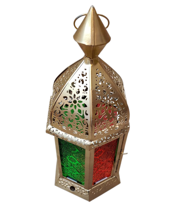 Gold Lantern With Glass For Decor