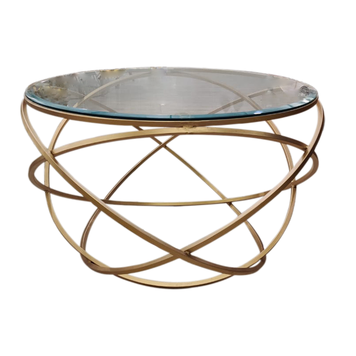 Gold Center Table With Glass For Decor — Bharat Wholesales