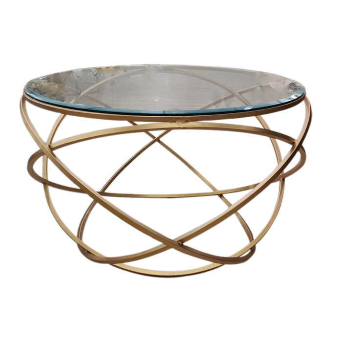 Gold Center Table With Glass For Decor