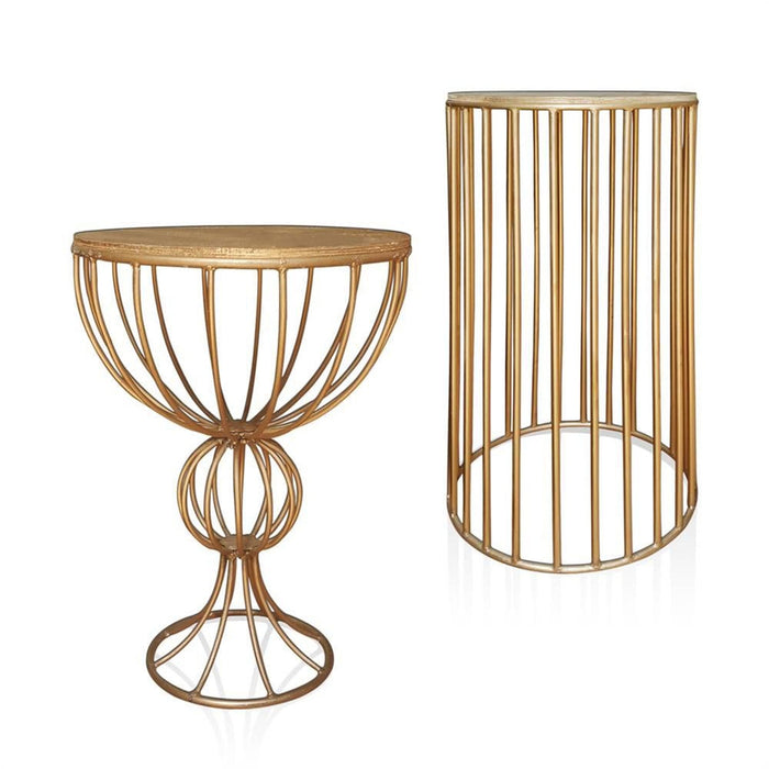 Gold Iron Lines Cylinder Base & Flower Stand For Decor