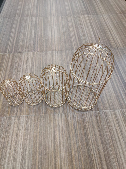 Gold Metal Cage For Decor | Set Of 4 Pcs