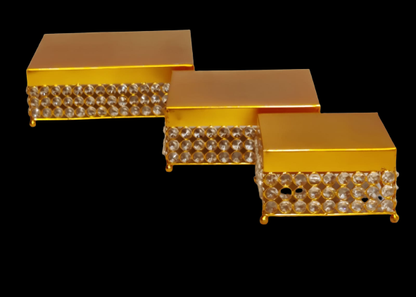 Gold Silver Decorative Box | Set Of 3 Pcs