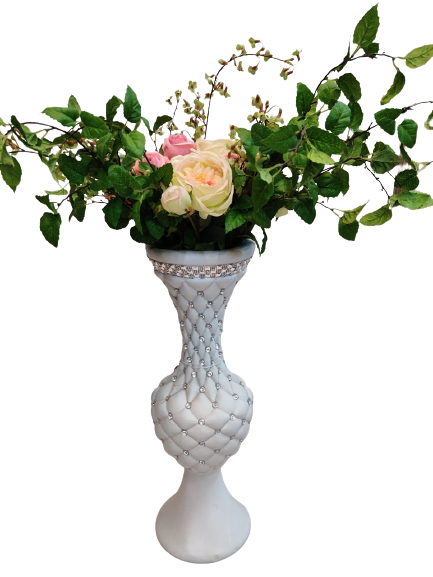 White Plastic Flowers Pot For Wedding, Home and Event Decor