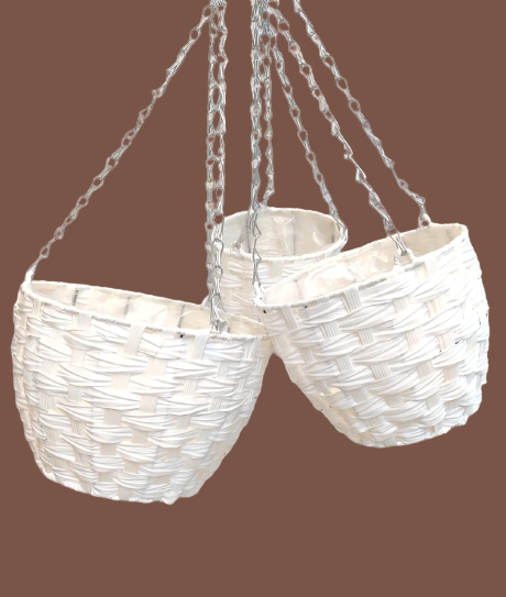 Plastic Hanging Basket For Decor | Set Of 3 Pcs