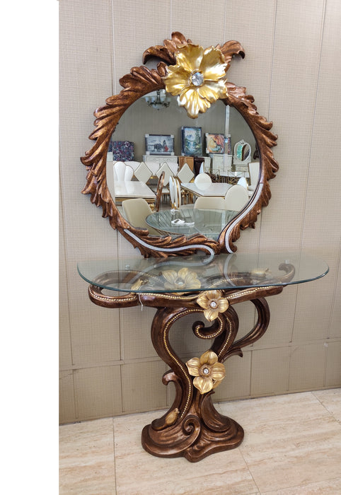 Console Table With Glass and Mirror